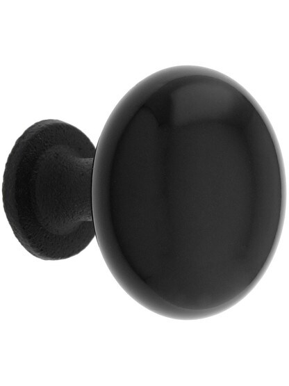 1 1/4 inch Madison Black Cabinet Knob with Matte Black Shank.